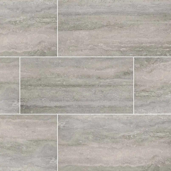 Veneto Gray Matte Travertine Look Porcelain Tiles 12x24