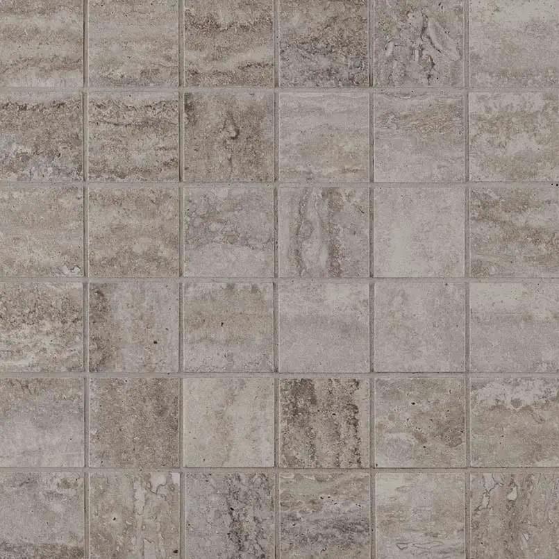 Veneto Gray Matte Travertine Look Porcelain Mosaics 2x2 by MSI Surfaces