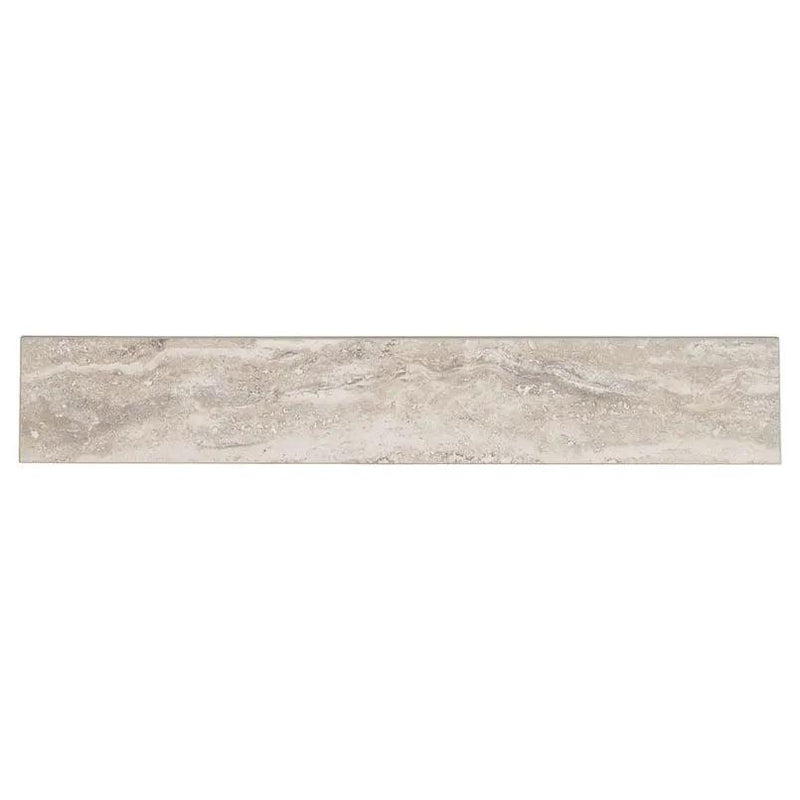 Veneto Gray Matte Bullnose Travertine Look Porcelain Moldings 3x24 close up