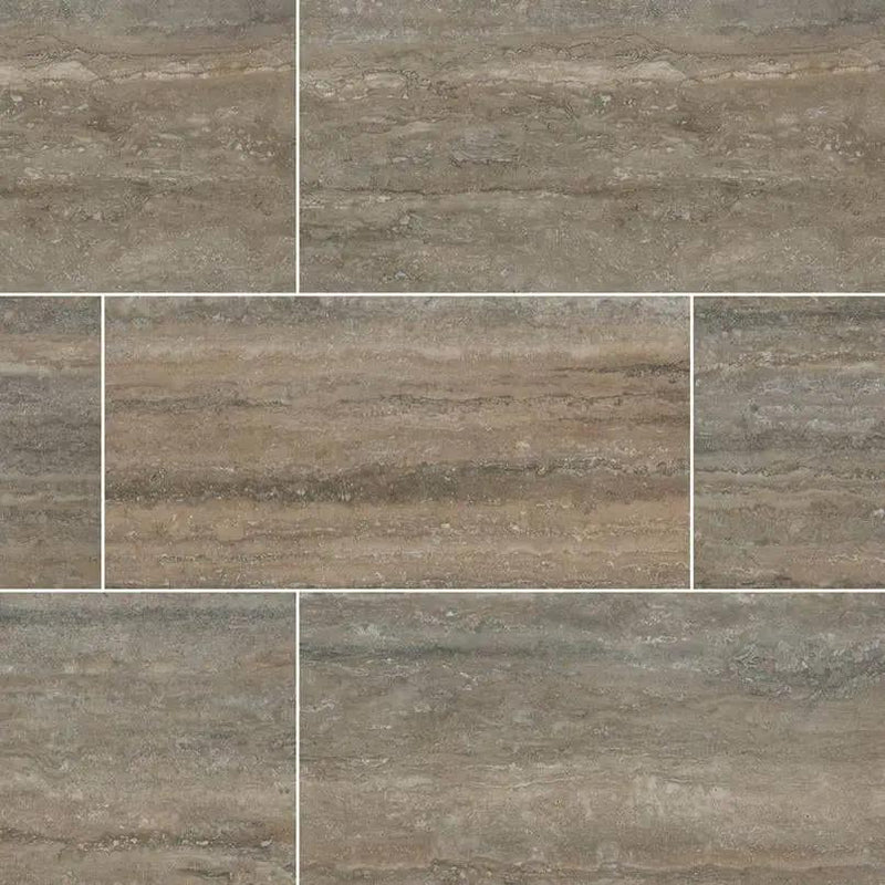 Veneto Noce Matte Travertine Look Porcelain Tiles 12x24 by MSI Surfaces