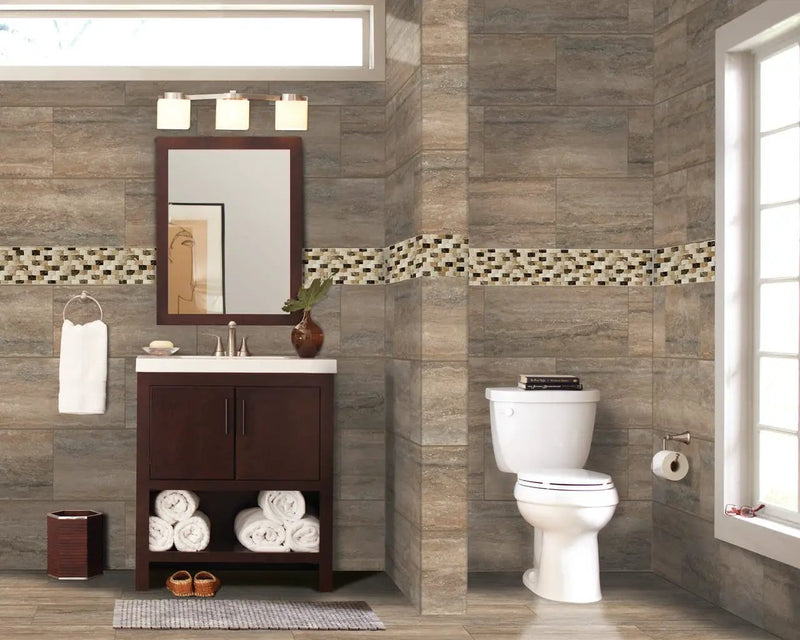 Veneto Noce Matte Travertine Look Porcelain Tiles 12x24 by MSI Surfaces