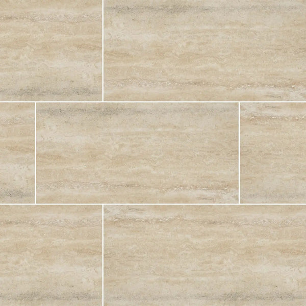 Veneto Sand Matte Travertine Look Porcelain Tiles 12x24