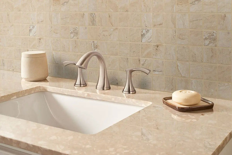 Veneto Sand Matte Travertine Look Porcelain Tiles 12x24 in a finished room