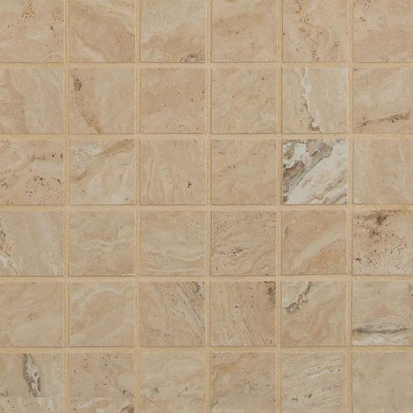 Veneto Sand Matte Travertine Look Porcelain Mosaics 2x2