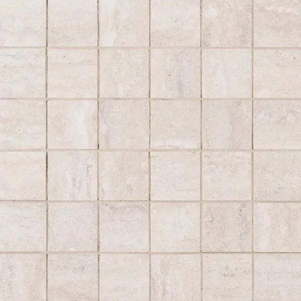 Veneto White Matte Travertine Look Porcelain Mosaics 2x2