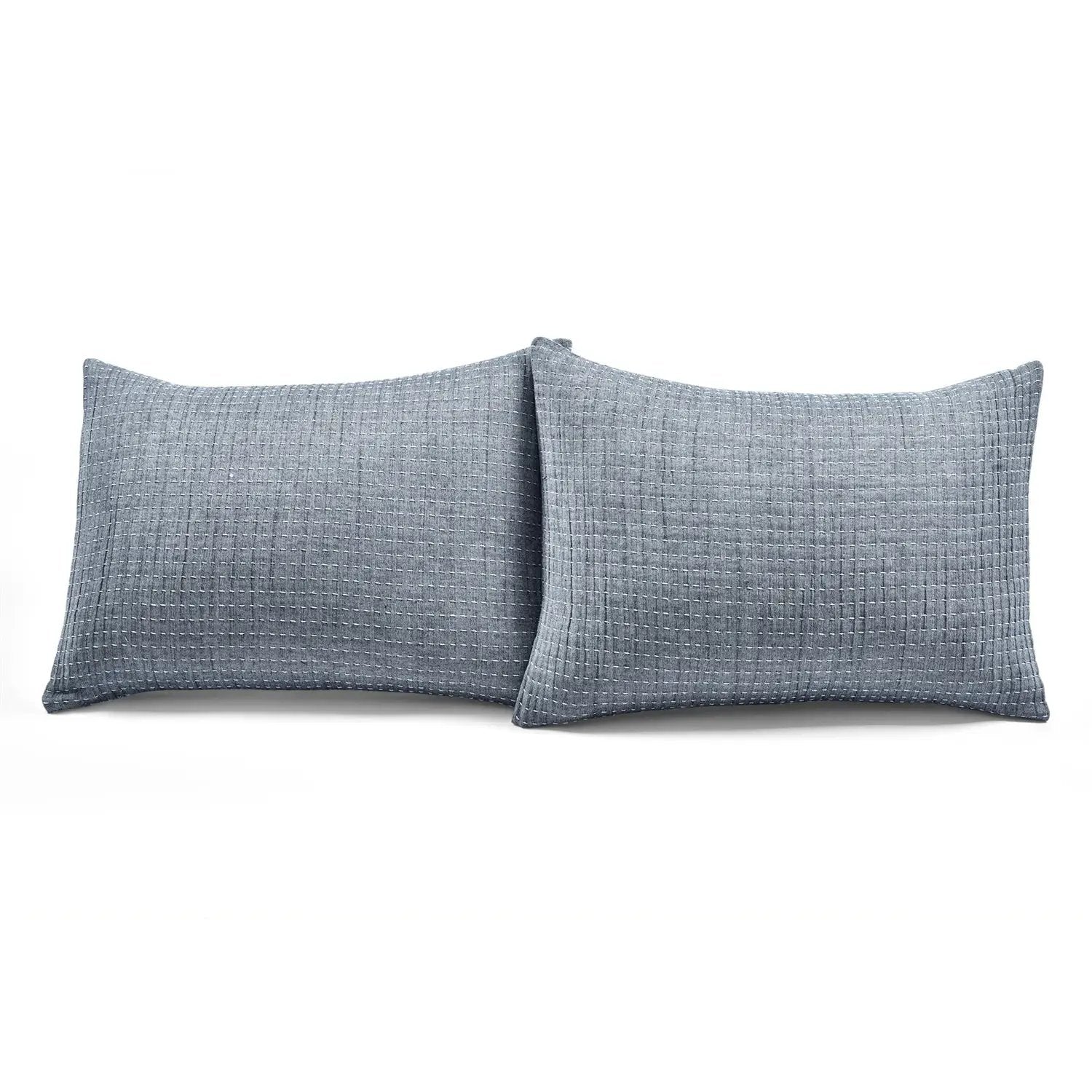 Full/Queen Size 3-Piece Reversible Woven Cotton Quilt Set in Navy Cream by HomePacific