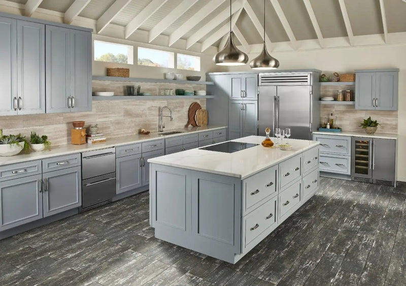 Vintage Silver Matte Porcelain Tiles 8x36 in a finished room