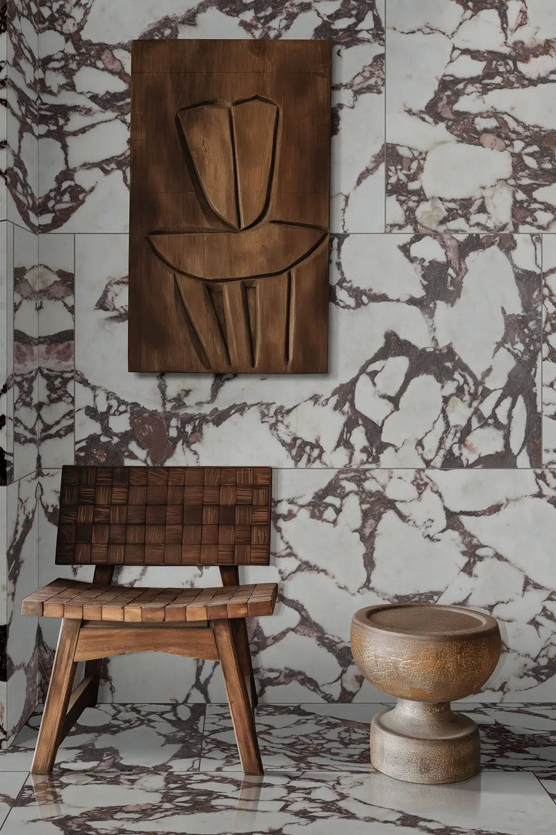 Exotika Violetta Polished Marble Look Porcelain Tiles 24x48 in a finished room