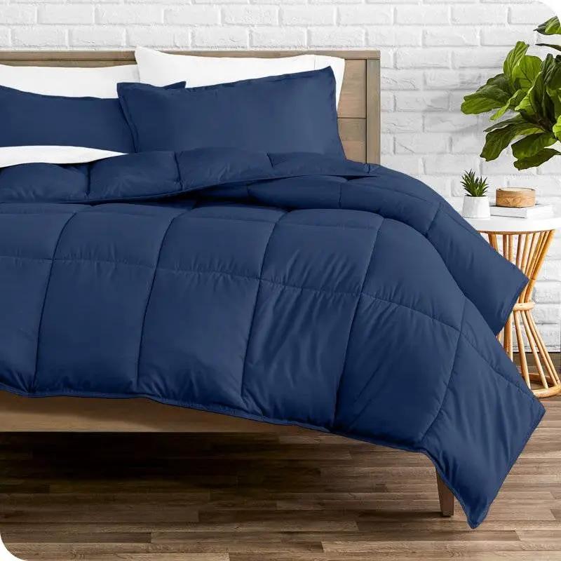 King/Cal King size Super Soft Down Alternative Comforter Set in Navy Blue by HomePacific
