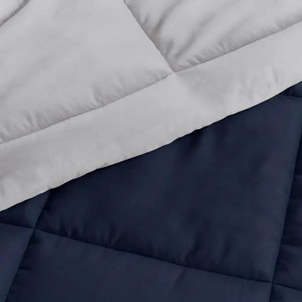 King/Cal King 3-Piece Microfiber Reversible Comforter Set in Navy/Grey by HomePacific