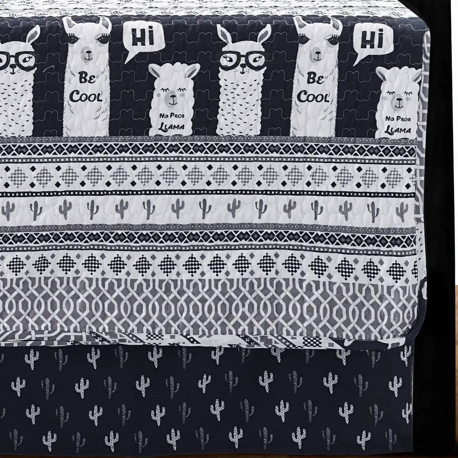 Navy White Stripes Llama Cactus Southwest 6 Piece Lightweight Daybed Cover Set by HomePacific