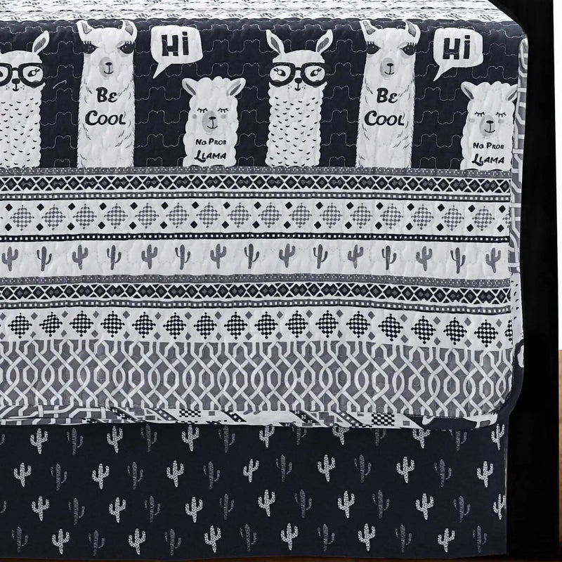 Navy White Stripes Llama Cactus Southwest 6 Piece Lightweight Daybed Cover Set by HomePacific