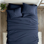 Queen Navy Blue 6-Piece Soft Wrinkle Resistant Microfiber/Polyester Sheet Set by HomePacific