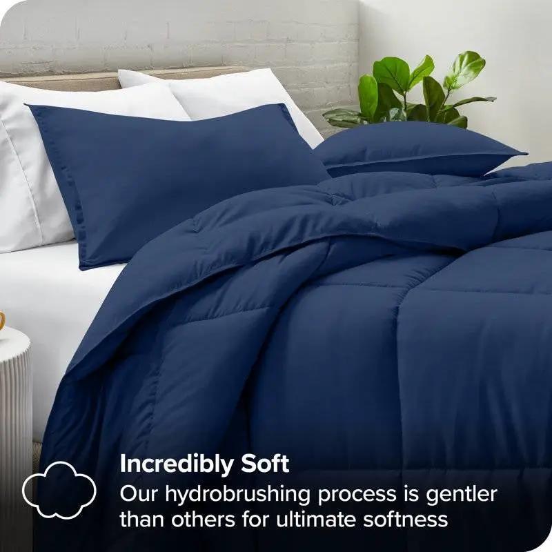Twin/Twin XL size Super Soft Down Alternative Comforter Set in Navy Blue by HomePacific