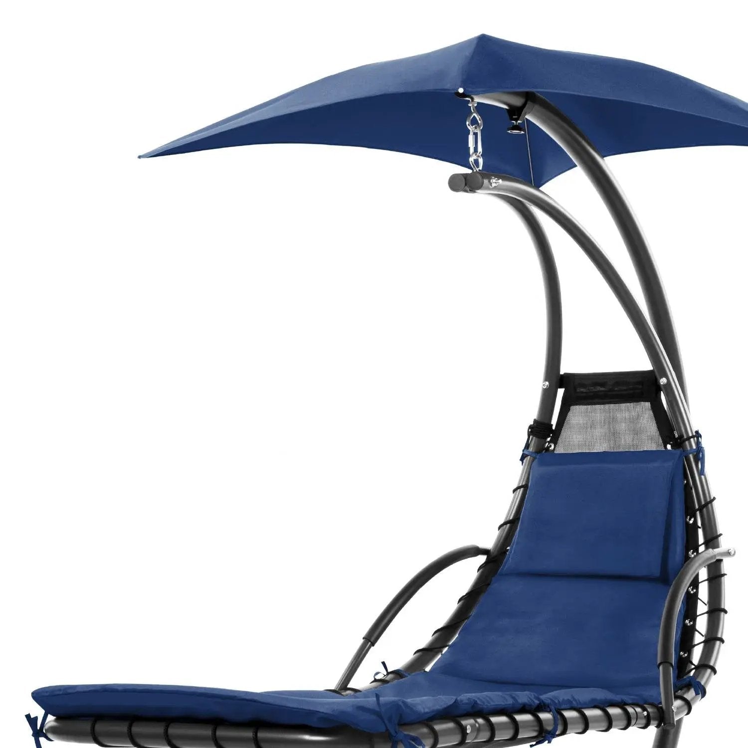 Navy Blue Single Person Sturdy Modern Chaise Lounger Hammock Chair Porch Swing by HomePacific