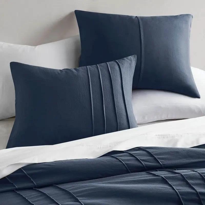 Twin/Twin XL Microfiber Pleated Bohemian style Pre-Washed Comforter Set in Navy by HomePacific