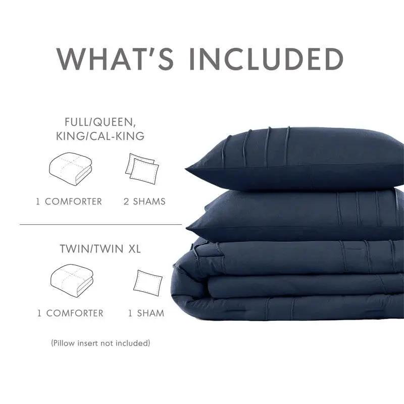 Twin/Twin XL Microfiber Pleated Bohemian style Pre-Washed Comforter Set in Navy by HomePacific