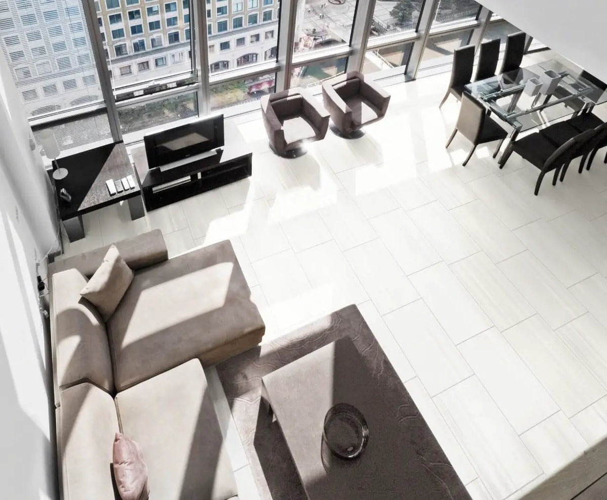 Watercolor Bianco Matte Marble Look Porcelain Tiles 12x24 by MSI Surfaces
