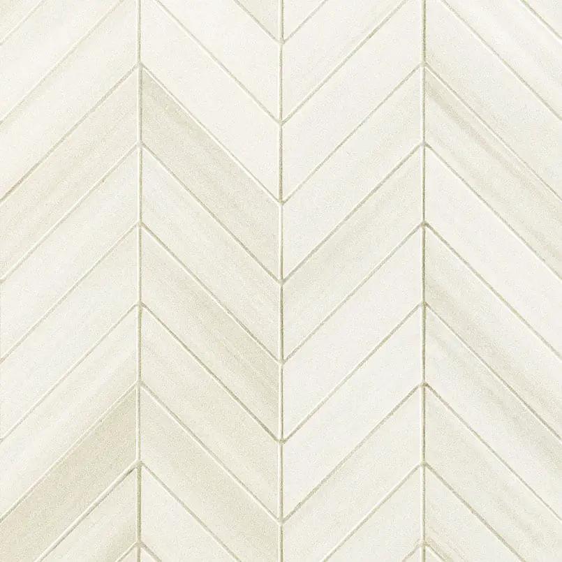 Watercolor Bianco Matte Chevron Marble Look Porcelain Mosaics 12x15 close up