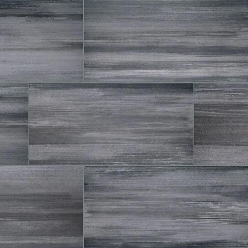 Watercolor Graphite Matte Marble Look Porcelain Tiles 12x24 close up