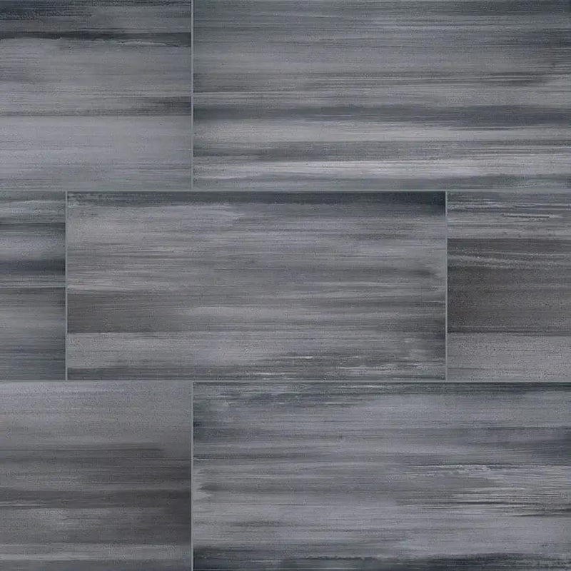 Watercolor Graphite Matte Marble Look Porcelain Tiles 12x24 close up