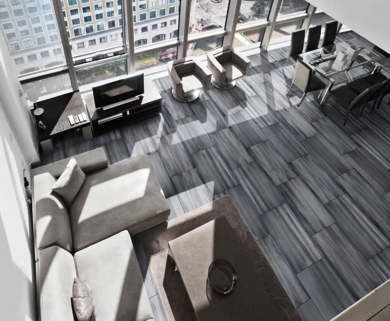 Watercolor Graphite Matte Chevron Marble Look Porcelain Mosaics by MSI Surfaces