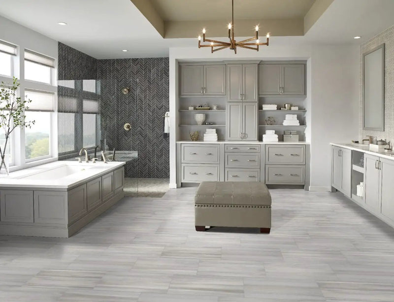 Watercolor Grigio Matte Chevron Marble Look Porcelain Mosaics 12x15 by MSI Surfaces