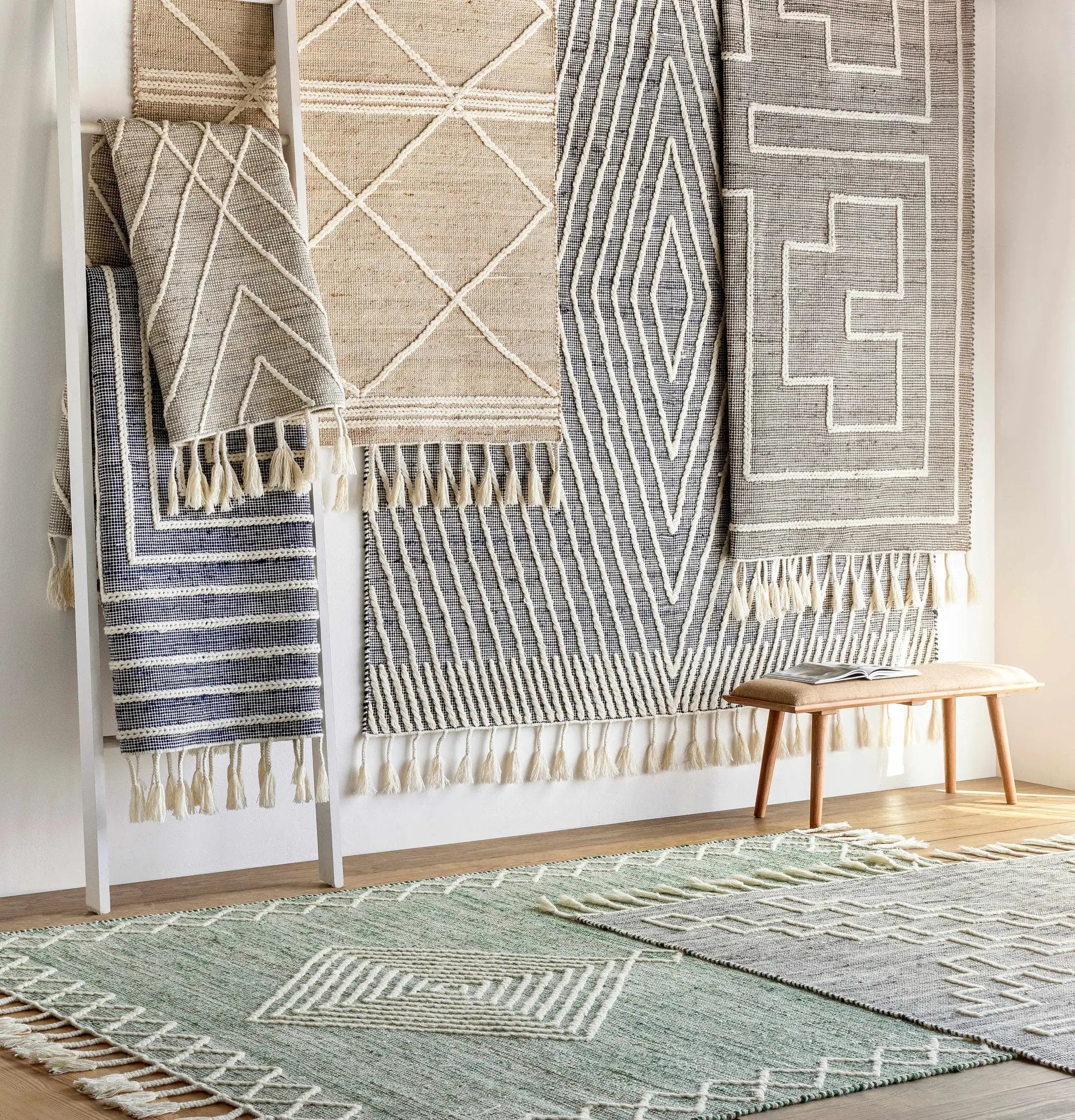 Aditya Tasseled Jute&Wool Carpet - Clearance by Boutique Rugs