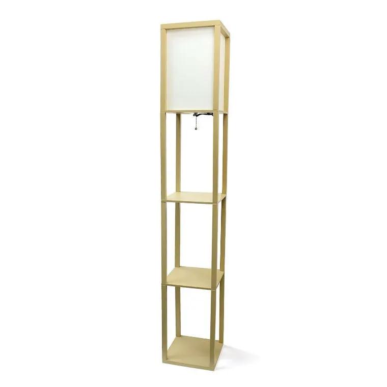 Modern 63-inch Tall Asian Style Floor Lamp with Off-White Shade in Tan Finish by HomePacific