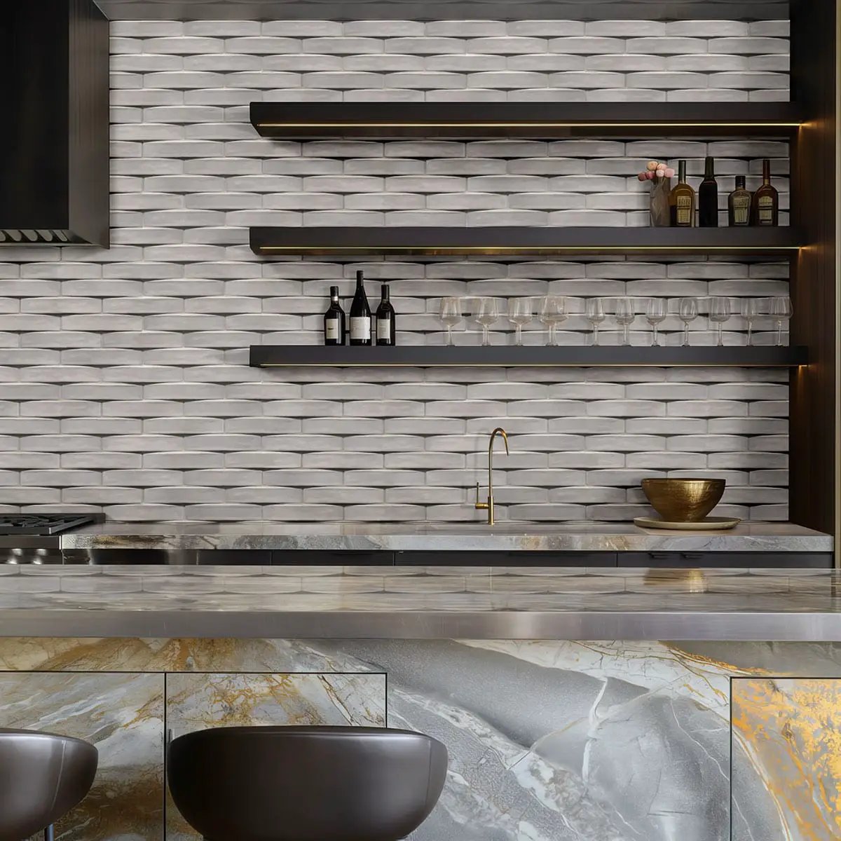 Ash Glossy Ceramic Mosaics 2x10 by MSI Surfaces
