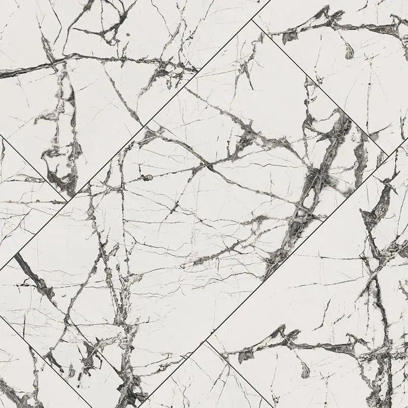 Exotika Lux Iceberg 24x48 Polished Marble Look Porcelain Tiles 48x48 angled view