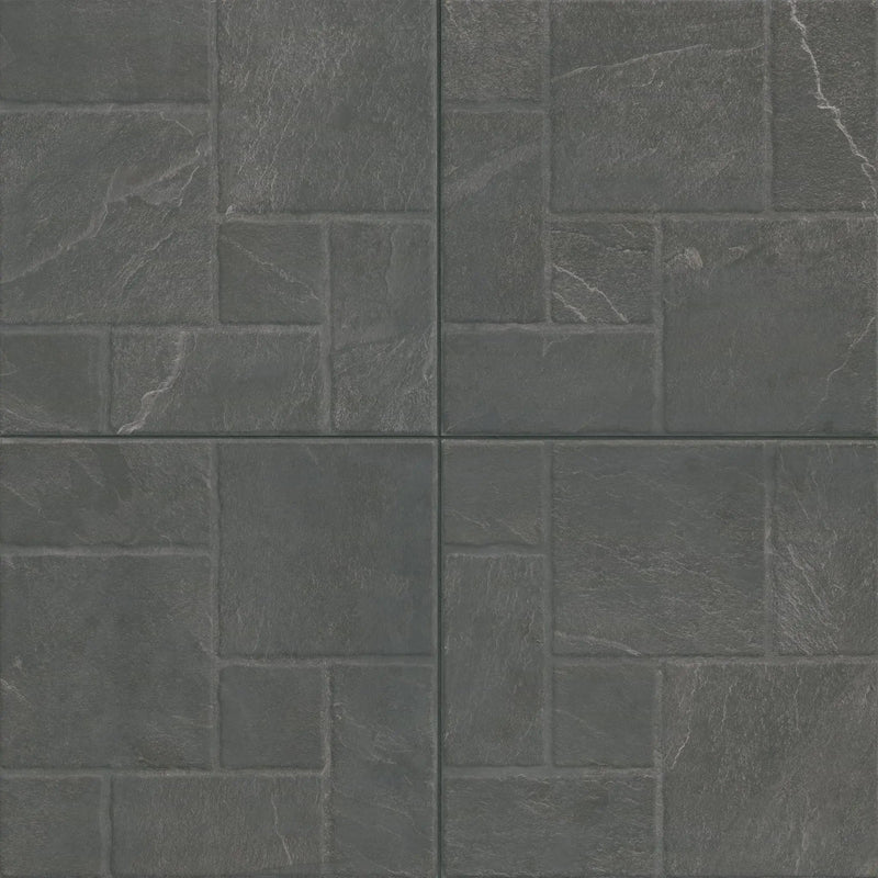 Marlu Nero Matte Slate Look Porcelain Tiles 18x18 by MSI Surfaces