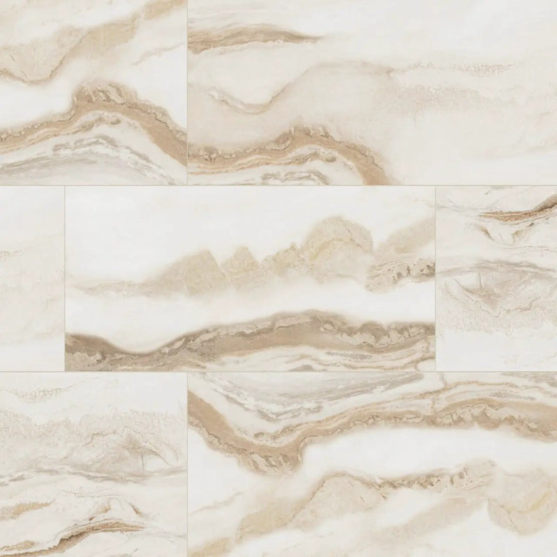 Exotika Nebula Almond Polished Marble Look Porcelain Tiles 24x48 close up