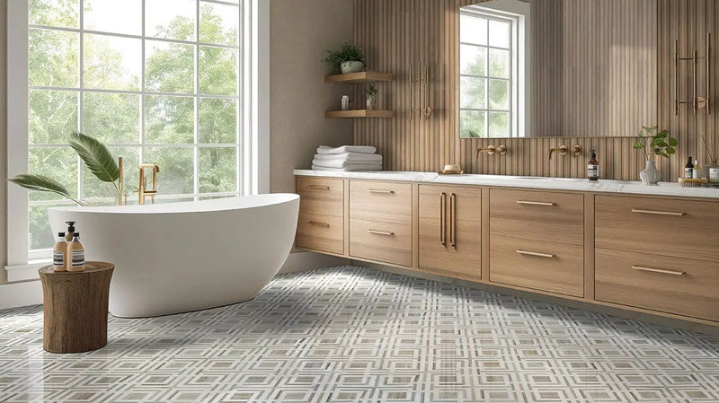 Camel Matte Porcelain Mosaics 6x16 in a finished room