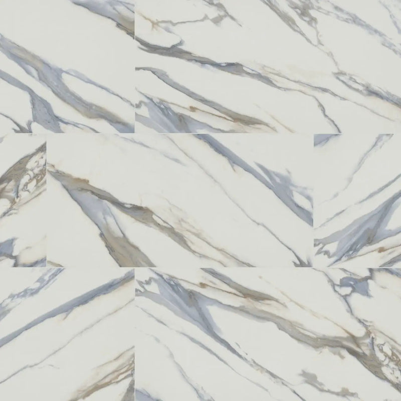 Valesia Azula Polished Marble Look Porcelain Tiles 24x48 close up