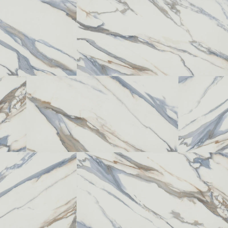 Valesia Azula Polished Marble Look Porcelain Tiles 24x48 close up