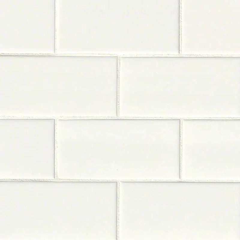 Domino White Glossy Porcelain Mosaics 3x6 0.25 inch by MSI Surfaces
