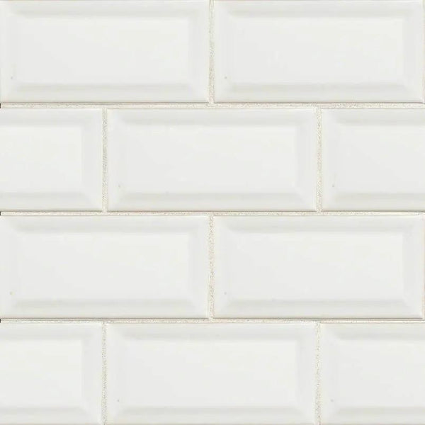 Domino White Glossy Porcelain Mosaics 3x6 0.33 inch