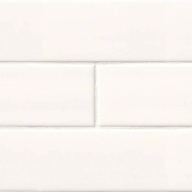 Domino White Glossy Porcelain Mosaics 4x12 by MSI Surfaces