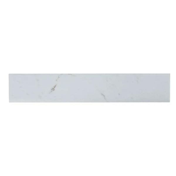 Essentials White Vena Matte Bullnose Marble Look Ceramic Moldings 3x18