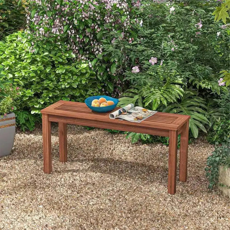 Solid Wood Outdoor 2-Seat Backless Garden Bench in Natural Finish by HomePacific