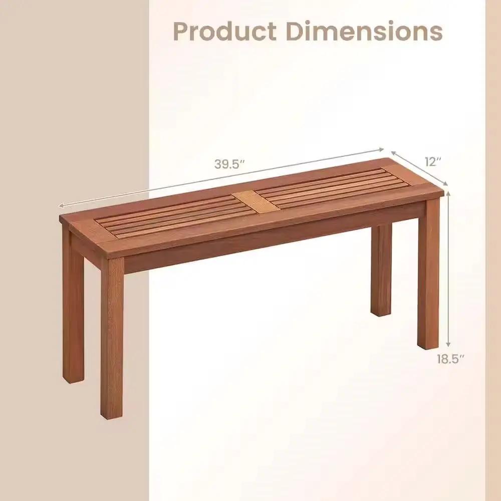 Solid Wood Outdoor 2-Seat Backless Garden Bench in Natural Finish by HomePacific