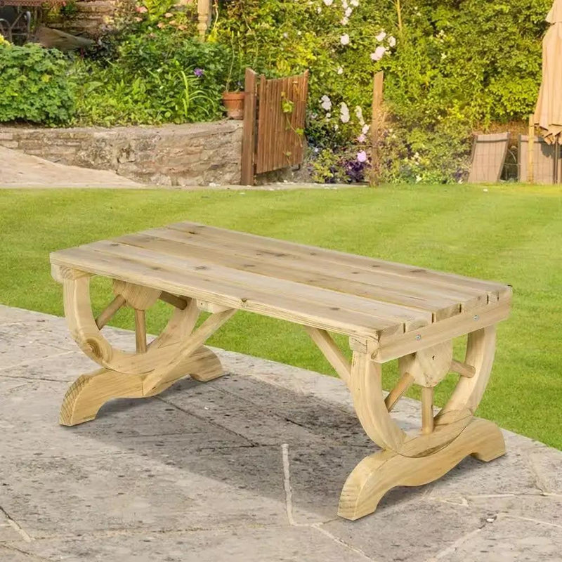 Outdoor Farmhouse Patio Backyard 2-Person Garden Bench in Natural Finish by HomePacific