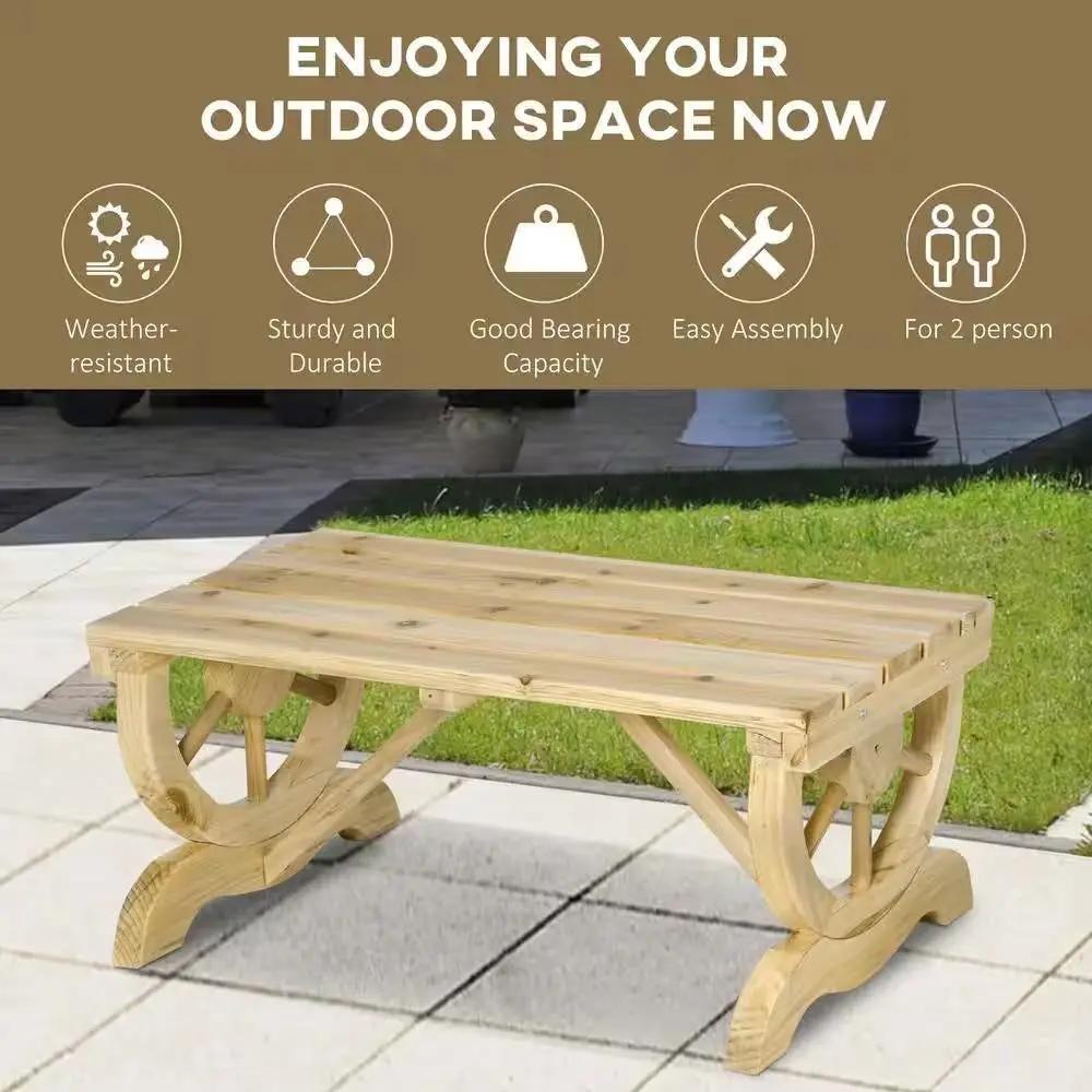 Outdoor Farmhouse Patio Backyard 2-Person Garden Bench in Natural Finish by HomePacific