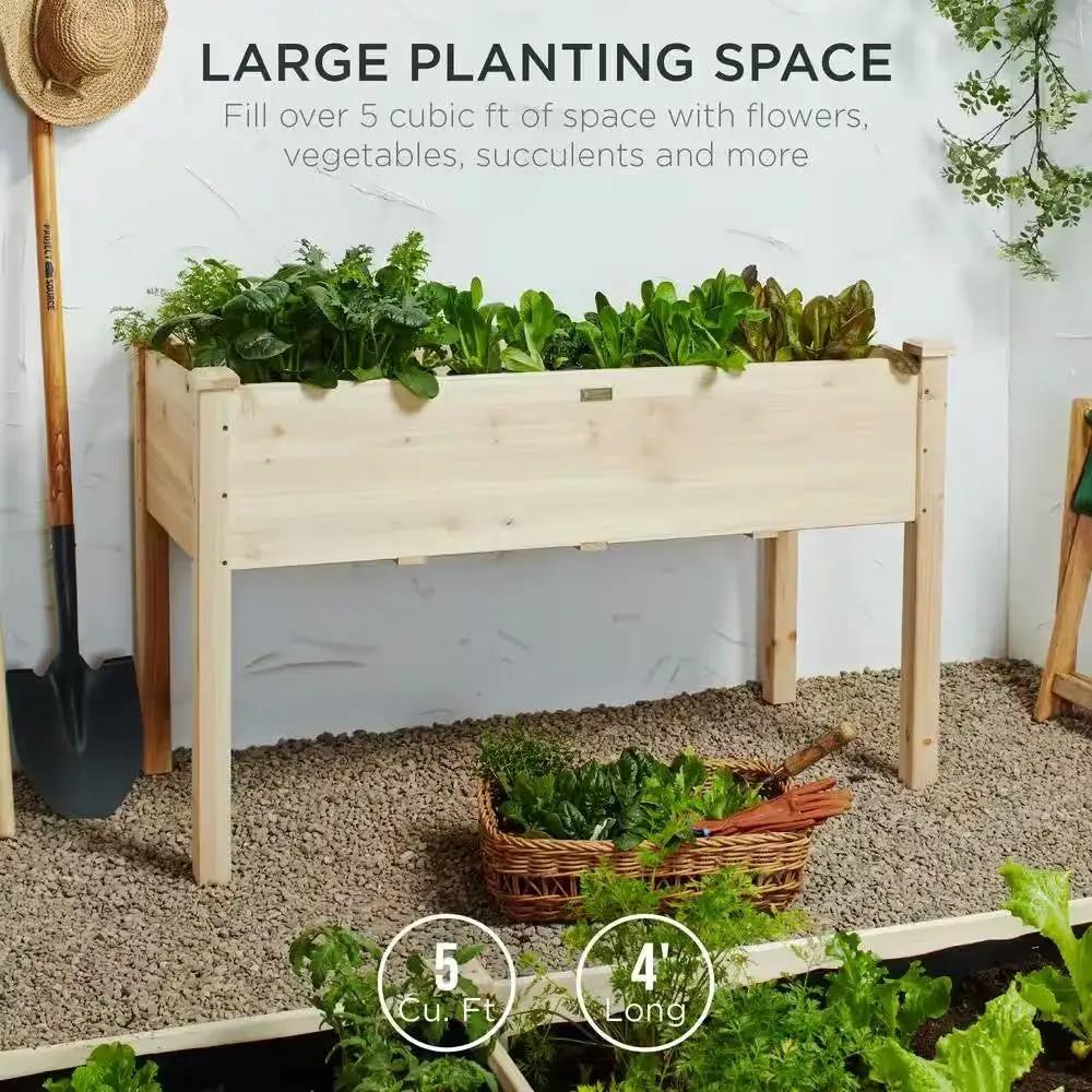 Outdoor 4-ft x 2-ft Fir Wood Raised Garden Bed Planter Box by HomePacific