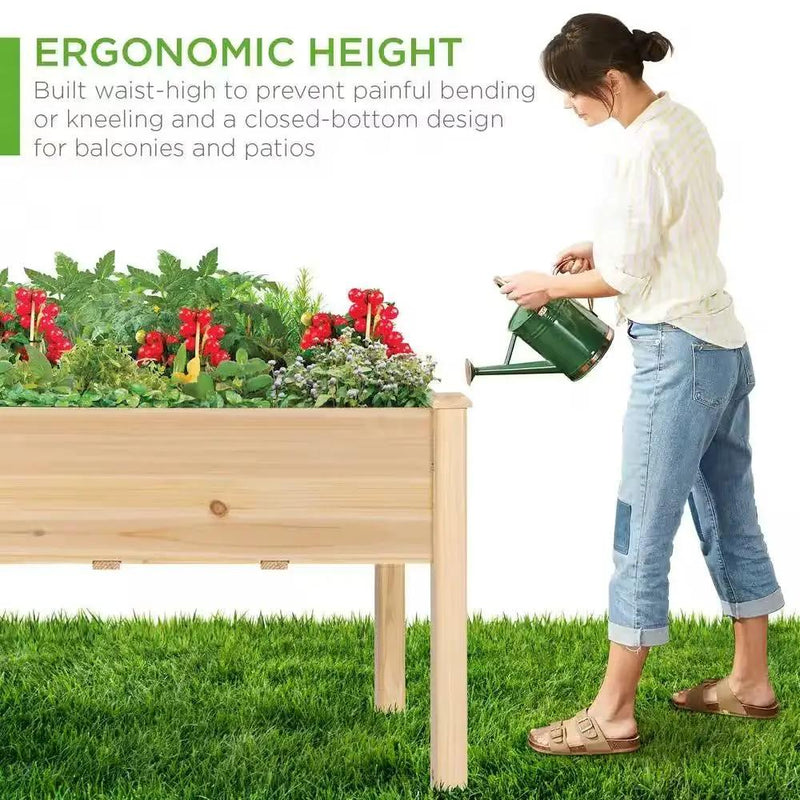 Outdoor 4-ft x 2-ft Fir Wood Raised Garden Bed Planter Box by HomePacific