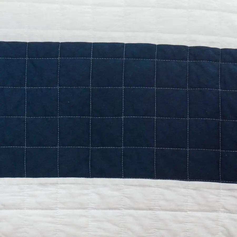 Twin Navy White Stripe 2 Piece Cotton Lightweight Quilt Set by HomePacific
