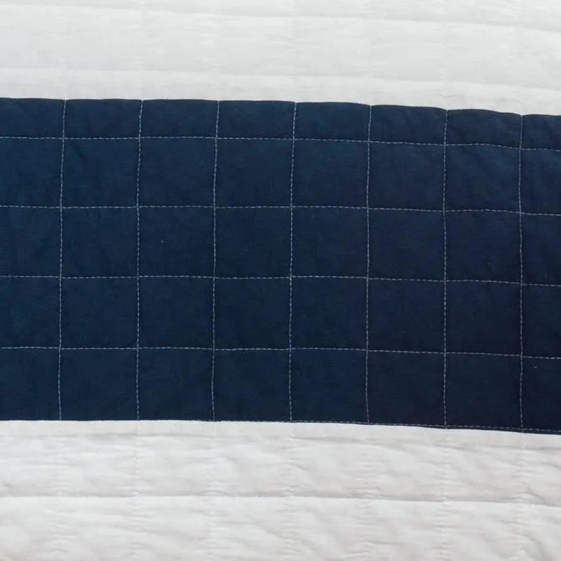 Twin Navy White Stripe 2 Piece Cotton Lightweight Quilt Set by HomePacific