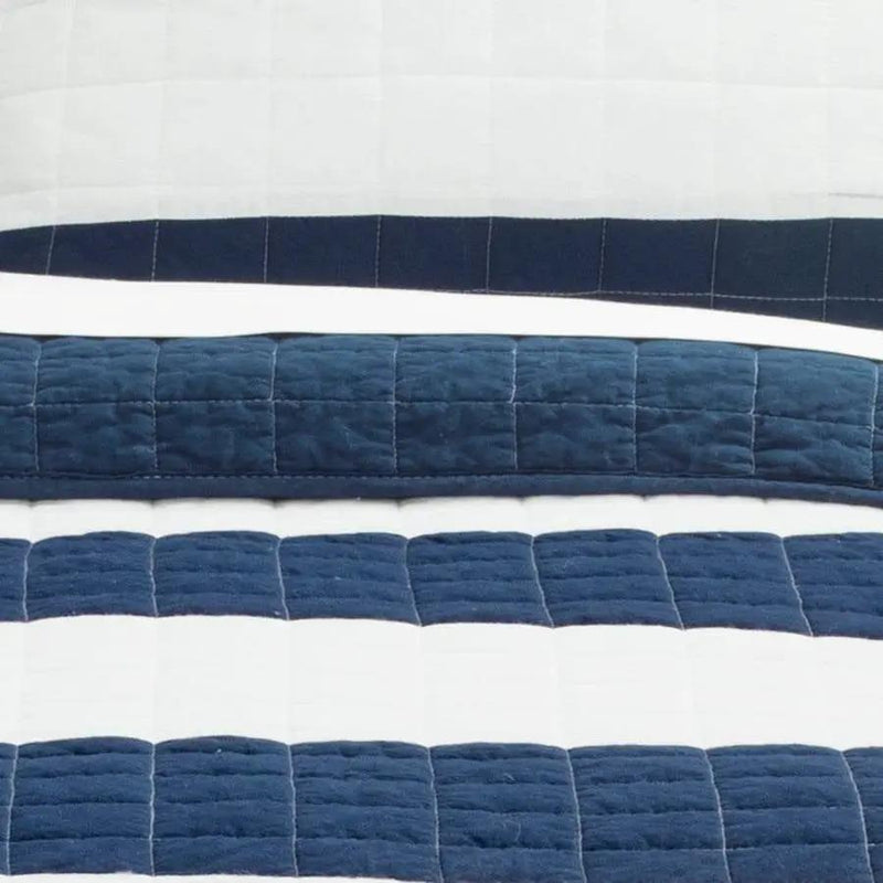 Twin Navy White Stripe 2 Piece Cotton Lightweight Quilt Set by HomePacific