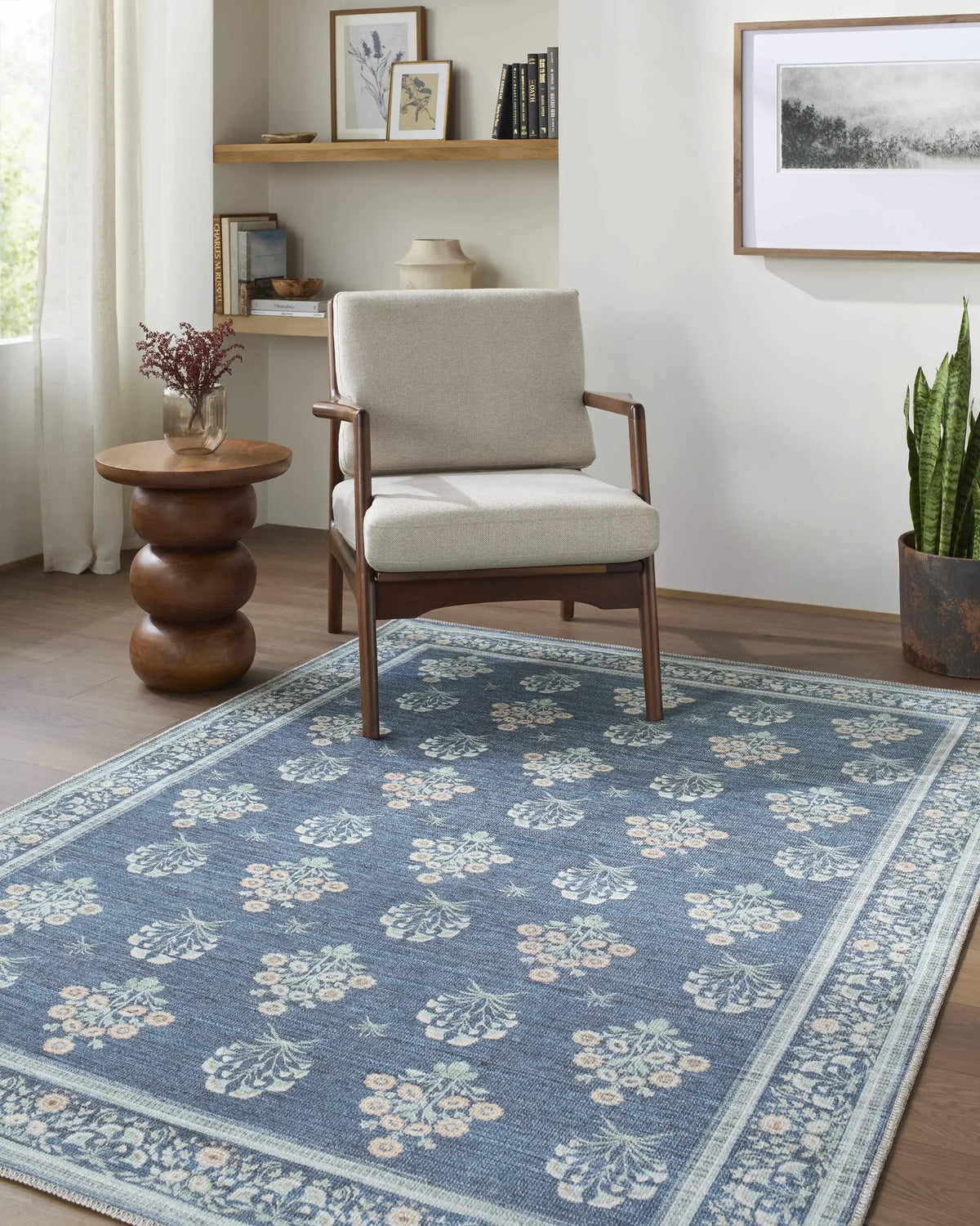 Aquene Denim Washable Area Rug, installed in a room 3